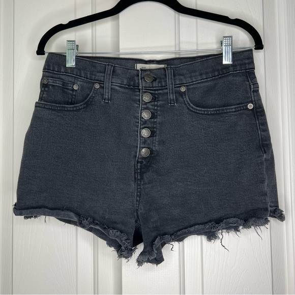MADEWELL Women's Black Button Fly Denim shorts - Picture 5 of 7